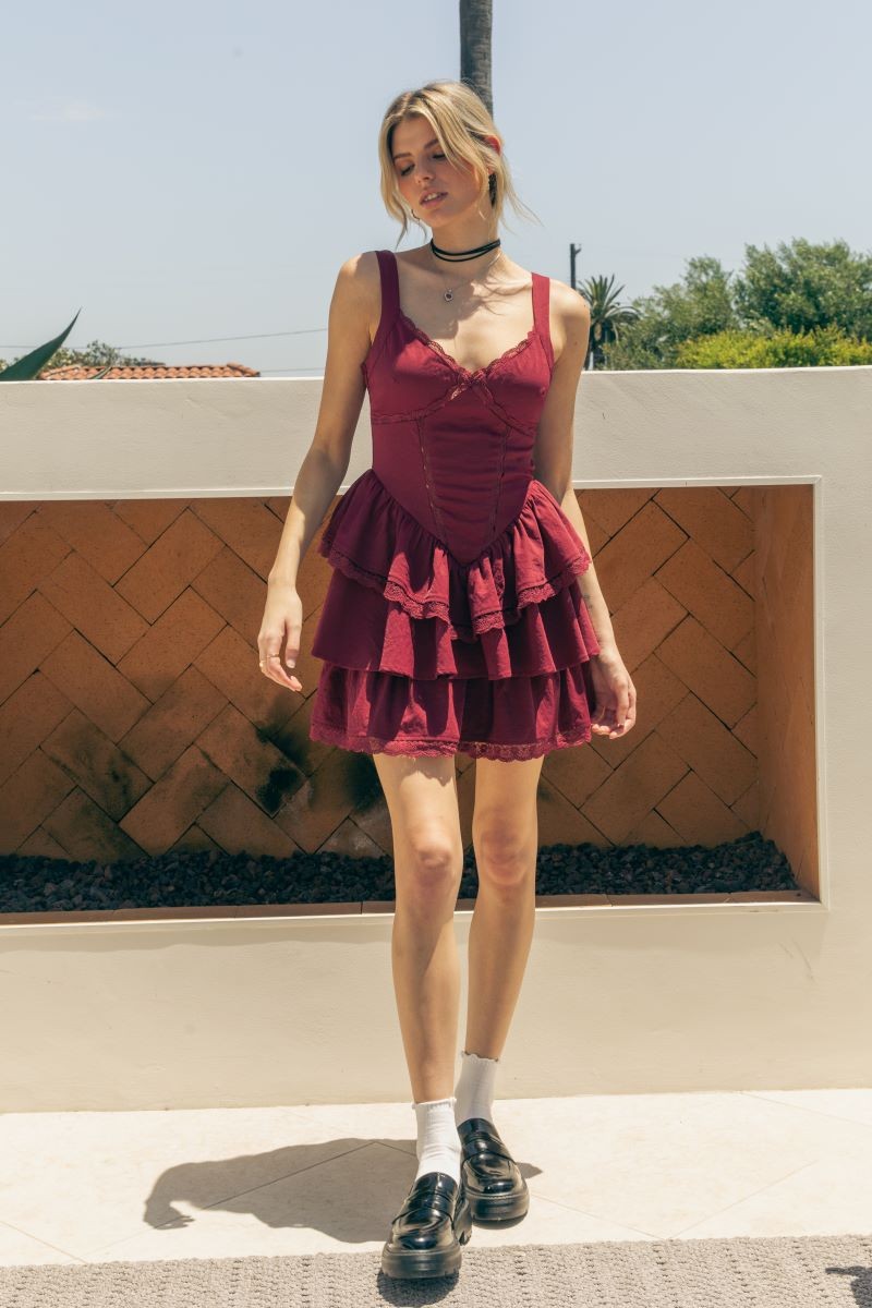 Harvey Lace Trim Mini Dress