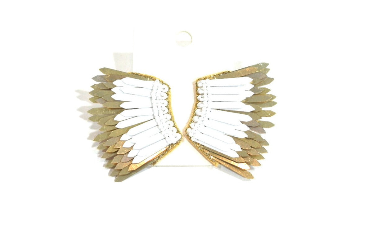 Sequin Wing Earring White