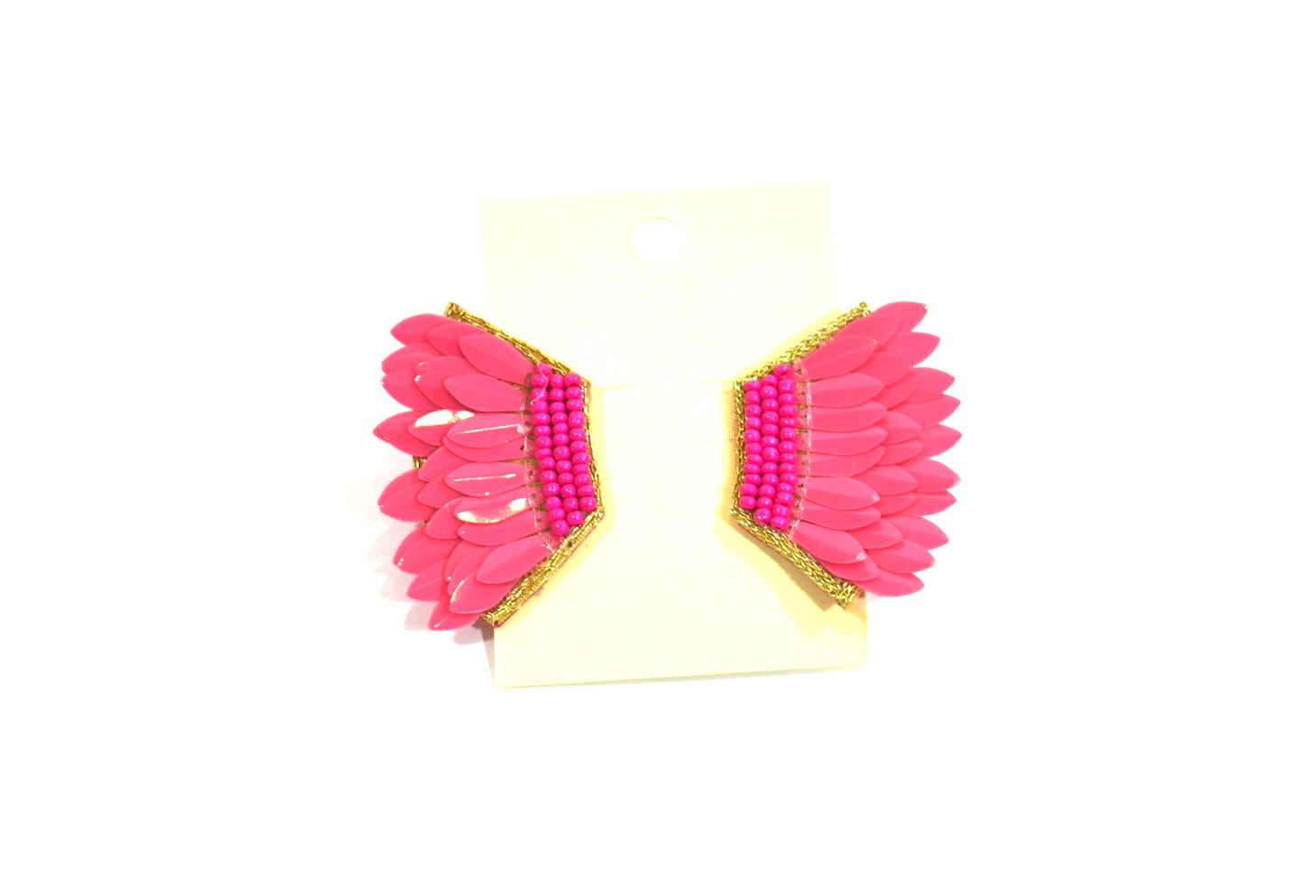 Seed Bead & Wing Earring Fuchsia