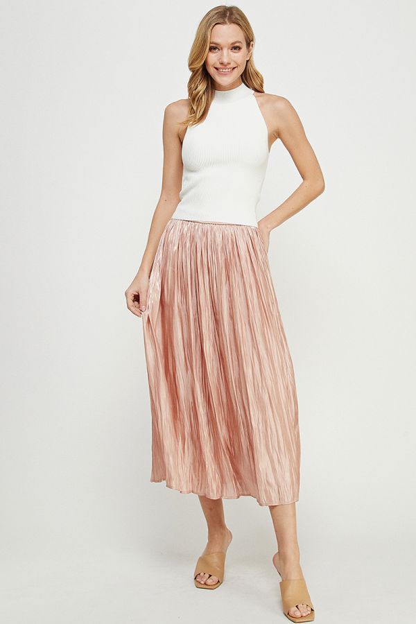 Ribbed Mock Halter Off White. Full view.