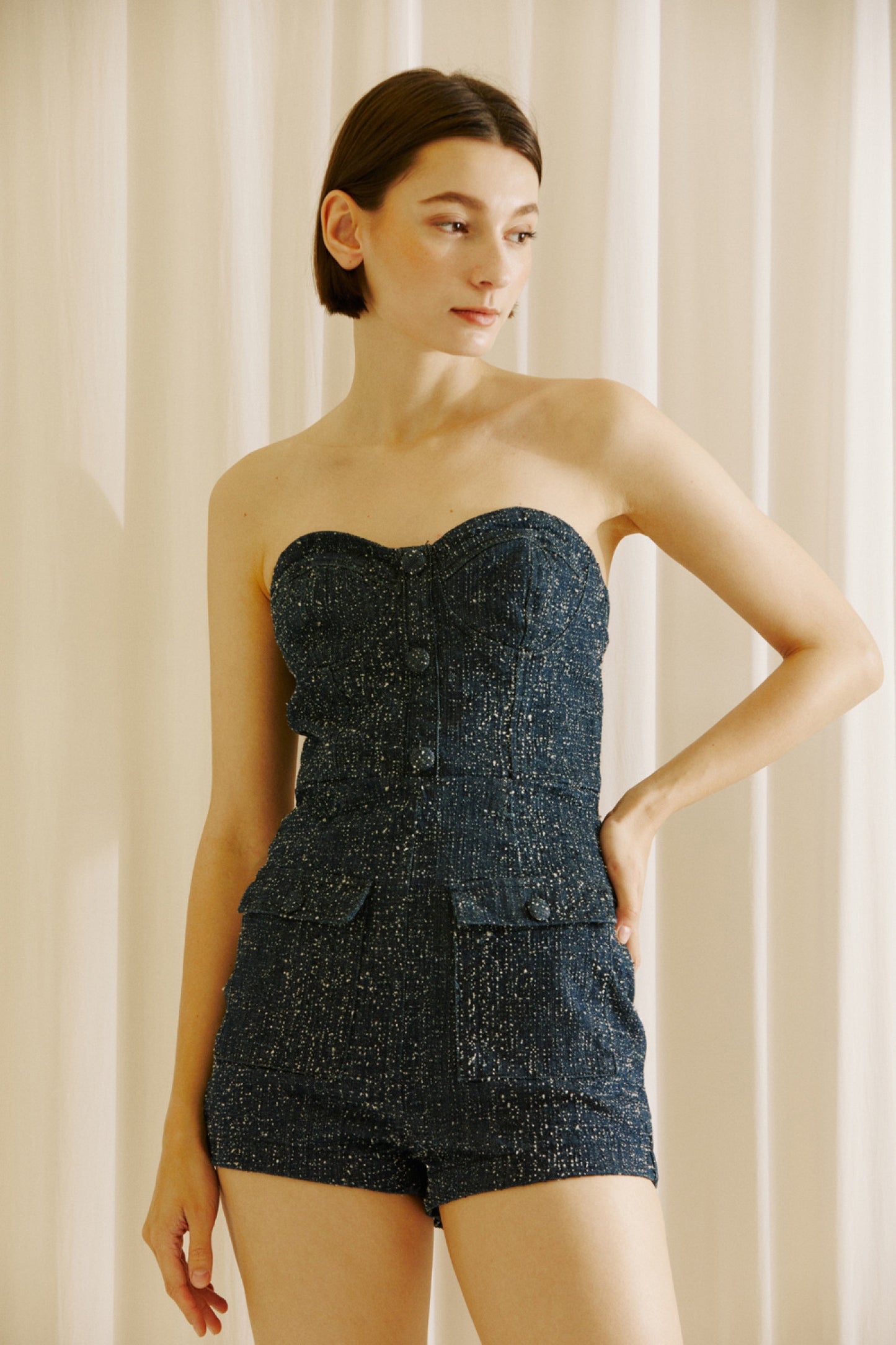 "Lizzie" Denim Woven Romper
