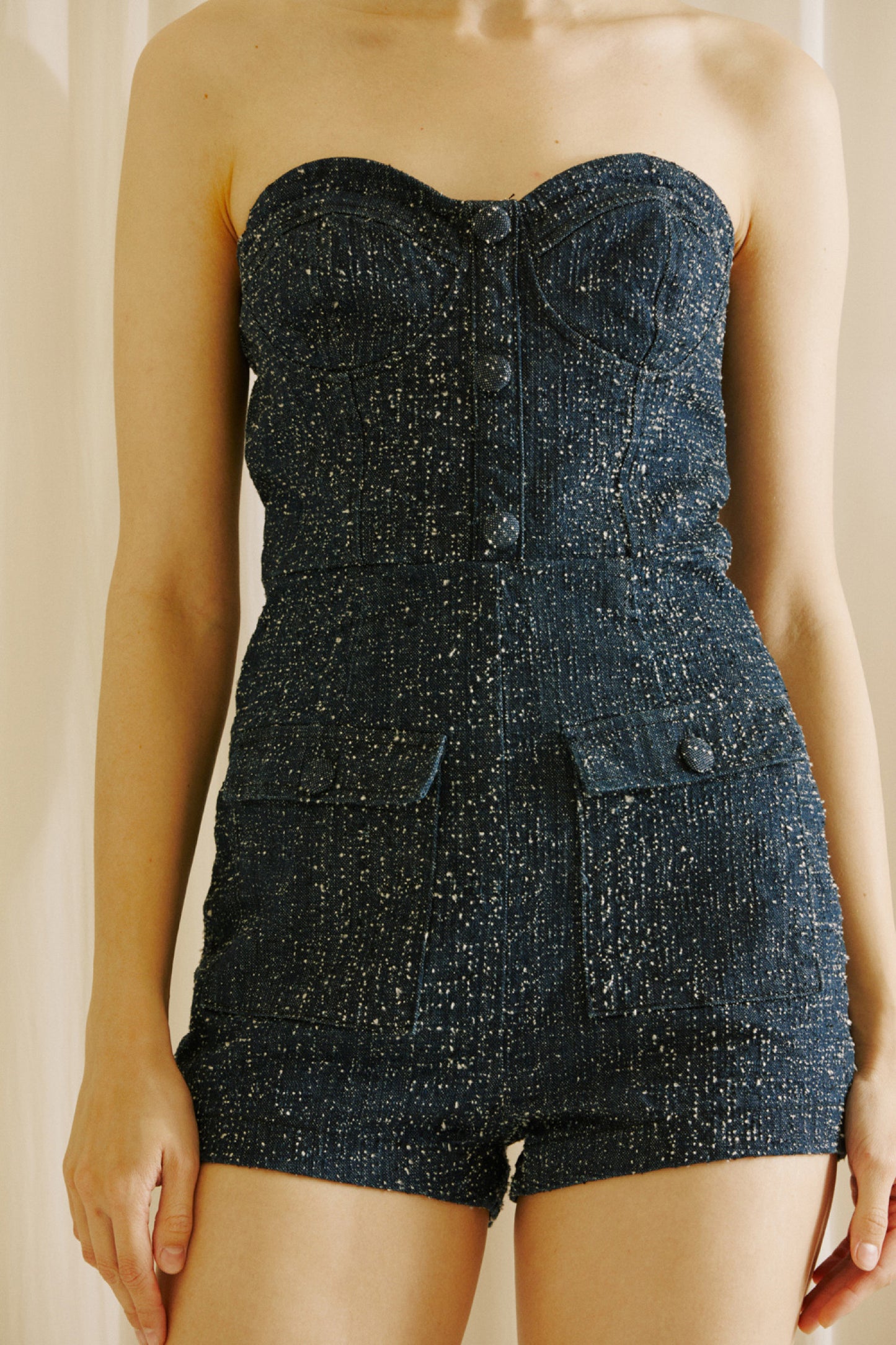 "Lizzie" Denim Woven Romper