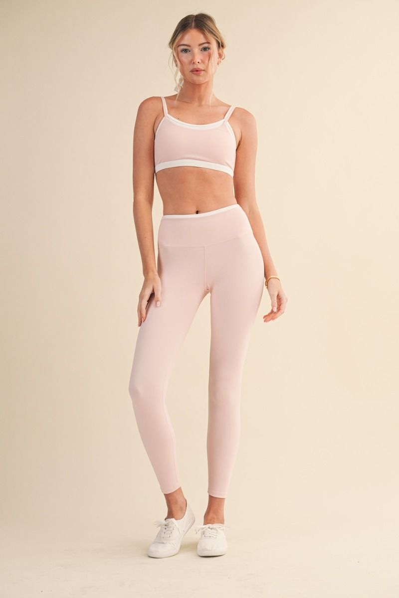 Layered Bra Top &amp; Contrast Binding Legging - front full view