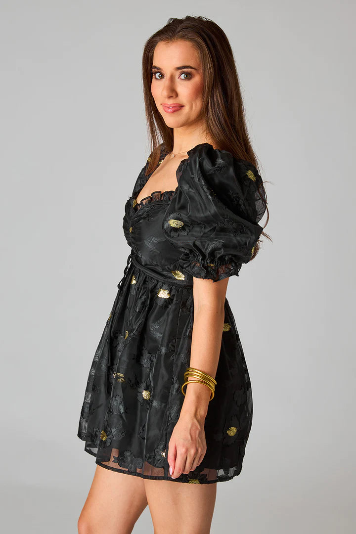 BuddyLove Colby black and gold metallic mini dress - side view