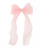 Chiffon Double Bow Hair Barrette - Lite Pink