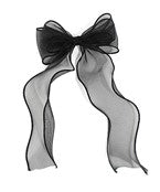 Chiffon Double Bow Hair Barrette - Black