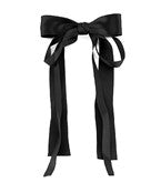 Long Double Tail Bow Barrette - Black