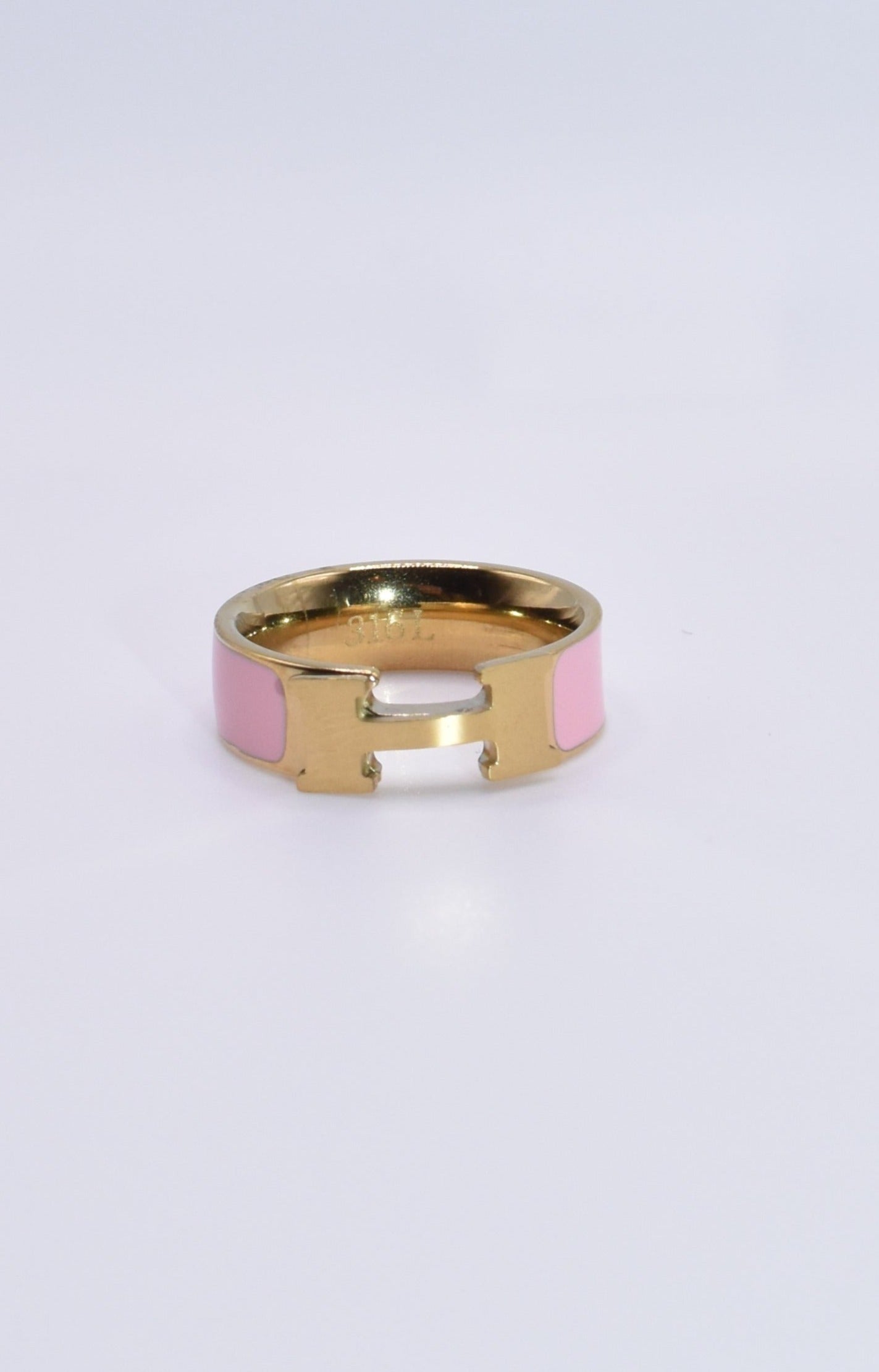 Designer Inspired "H' Ring - Pink