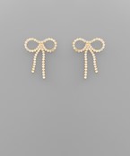 Pave Bow Earrings - Gold