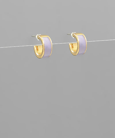 Lavender hoops with gold outline and backing.