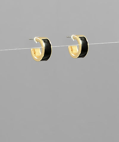 Black hoops with gold outline and backing.