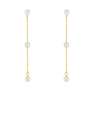 Linear Drop Earrings - Gold & Pearl