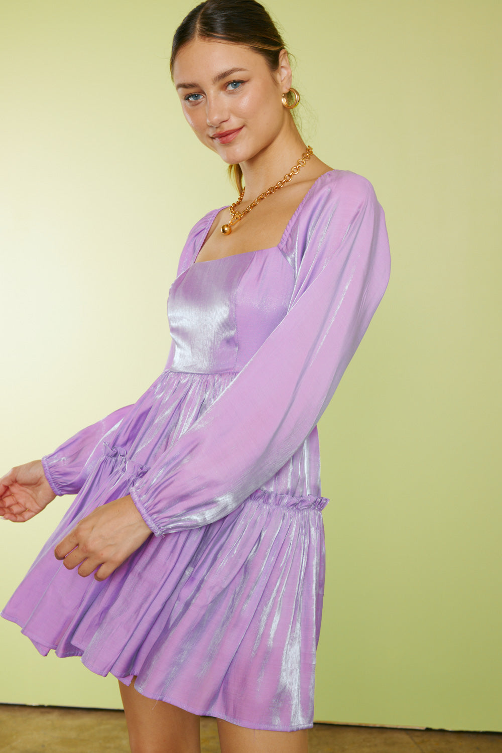 "Reagan" Shimmery Mini Dress Lavender
