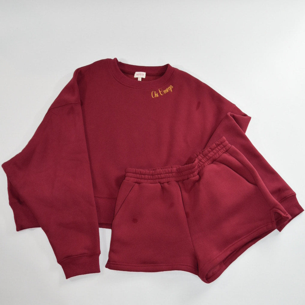 Sweatset with "Chi Omega" embroidery