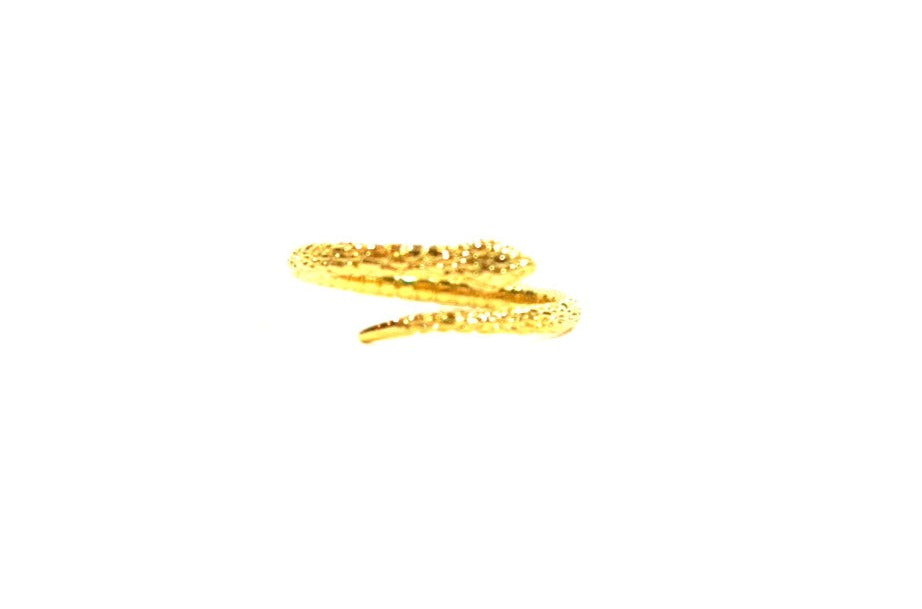 Twisted gold ring with snake head and tail.