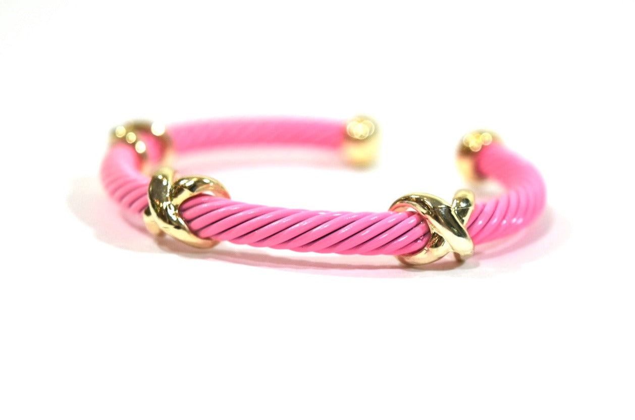 Designer Inspired Cable Bracelet Pink