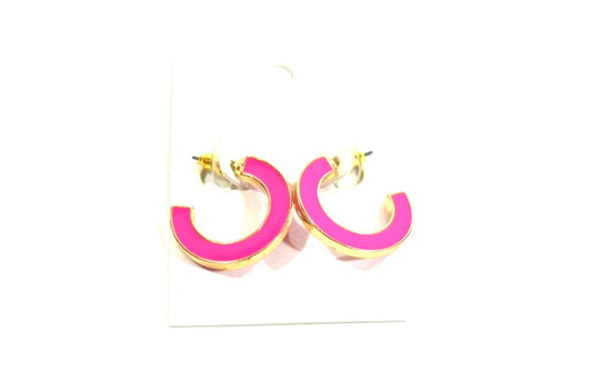 2-Side Hoop Earrings Fuschia