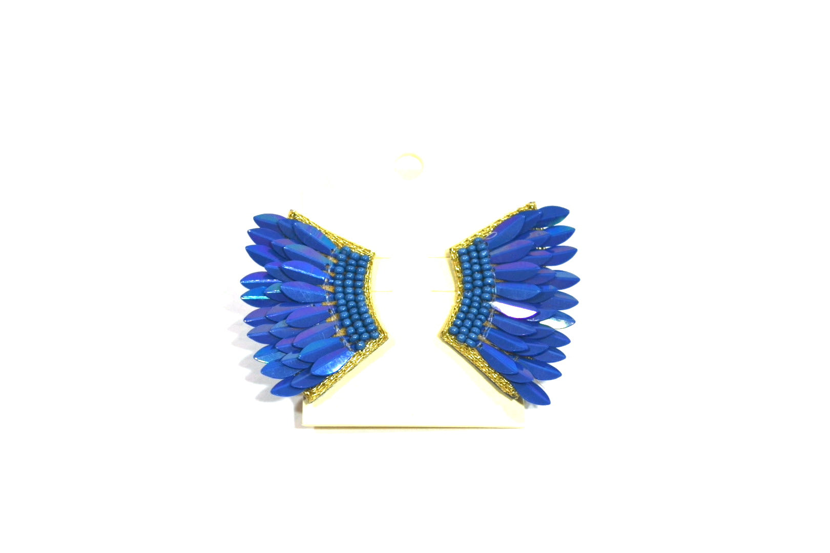 Seed Bead Wing Earrings Blue