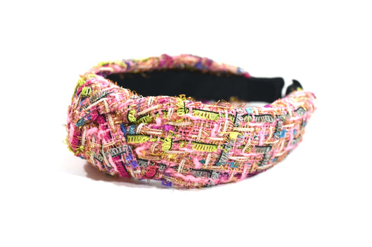 Multi Color Tweed Headband Pink