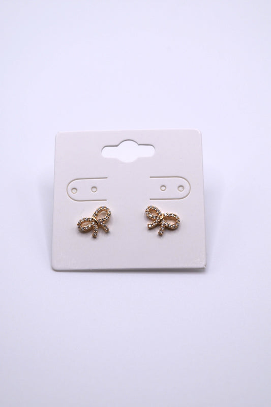 Crystal Ribbon Earrings Gold