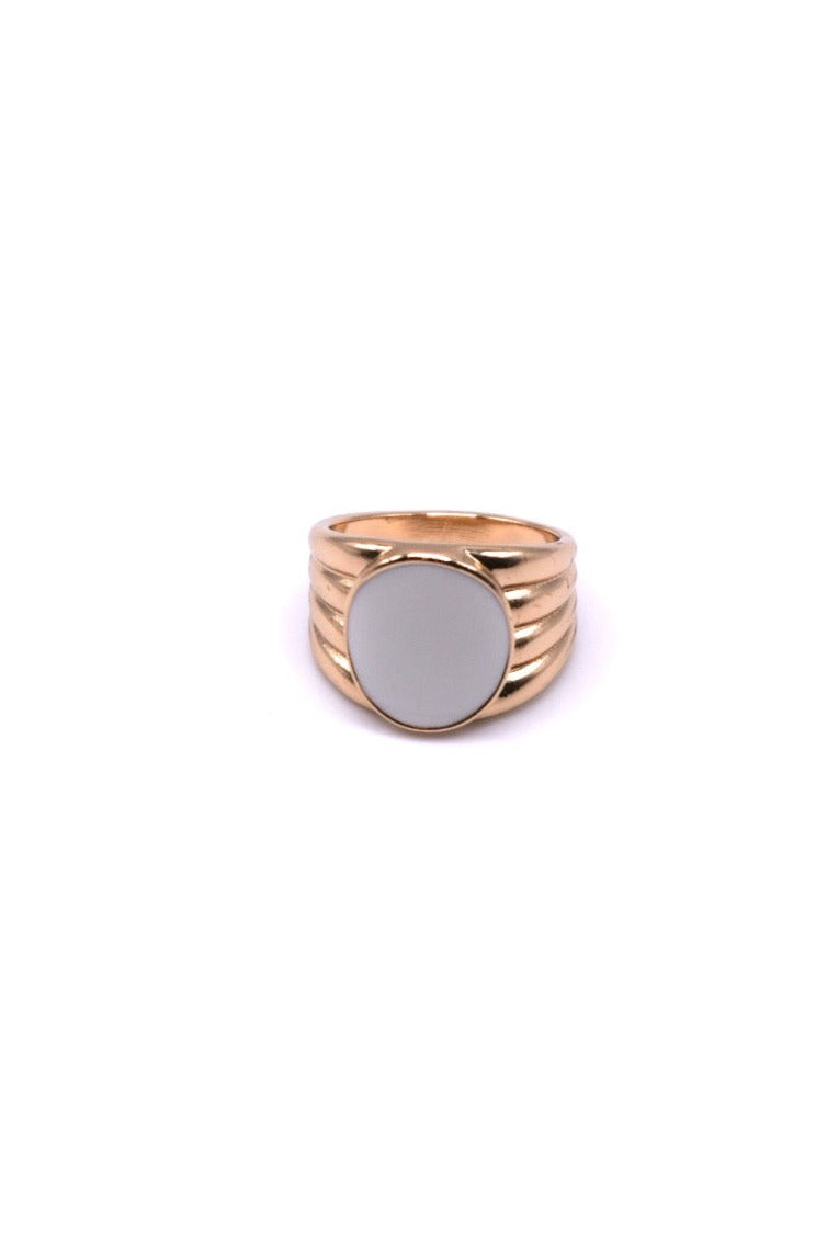 Oval Signet Ring White