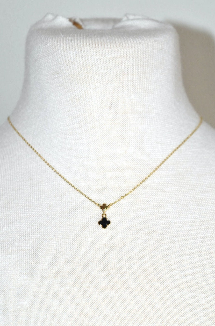 Designer Inspired Double Clover Necklace Black