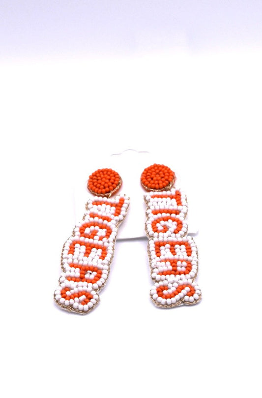 Clemson Gameday "Tigers" Beaded Earrings Orange