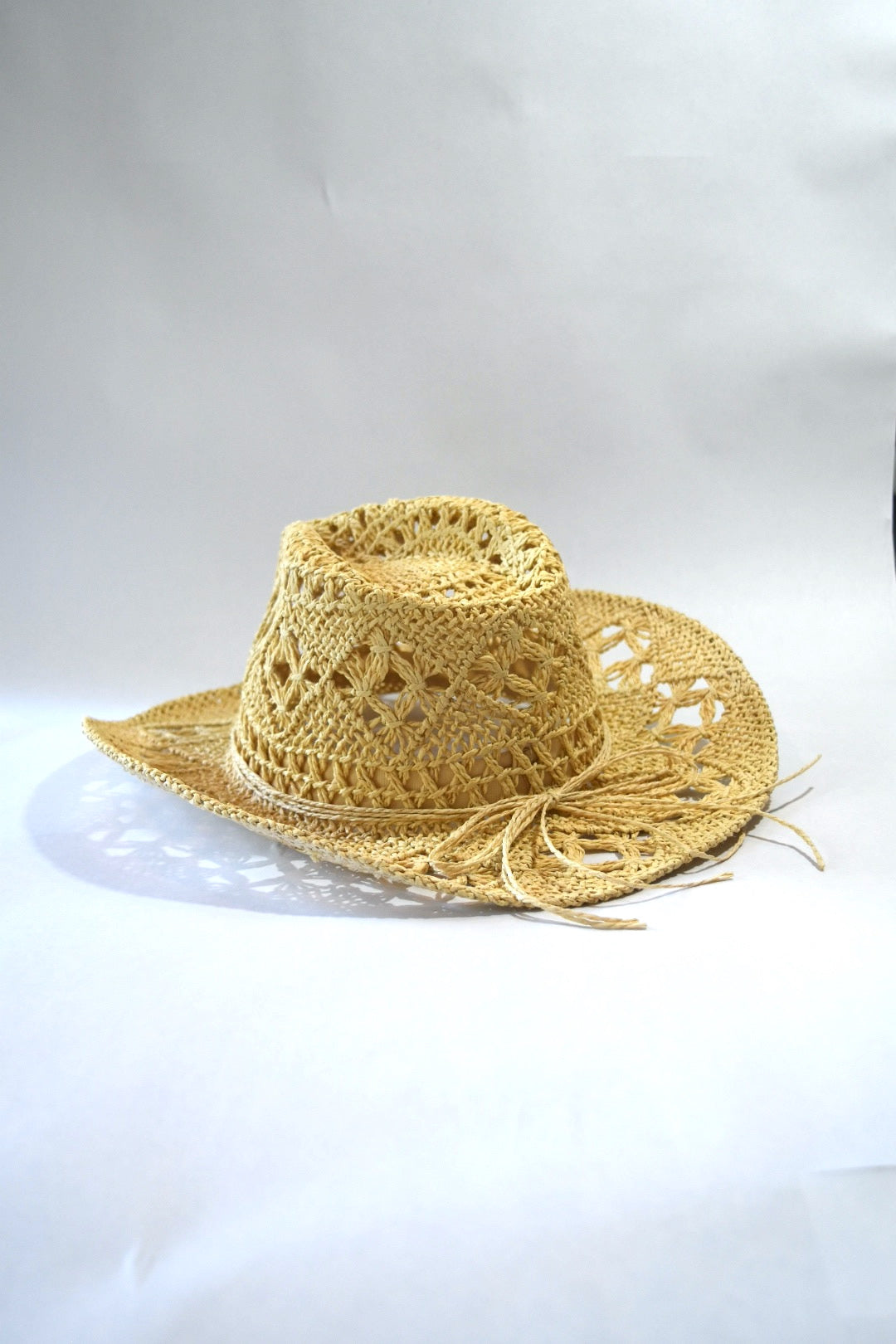 Coastal cowgirl straw hat.  Back view.