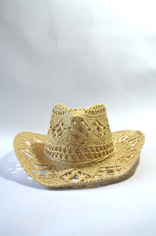 Coastal cowgirl straw hat.  Front view.