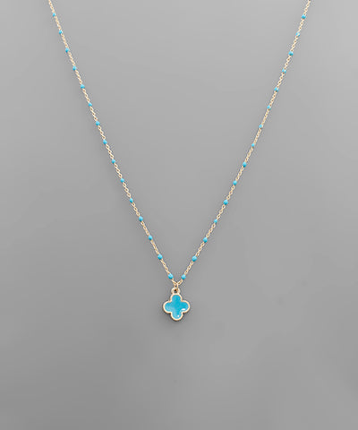 Designer Inspired Clover Bead Necklace Turquoise.