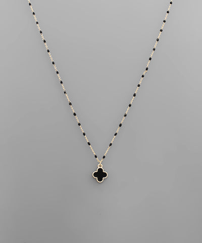 Designer Inspired Clover Bead Necklace Black
