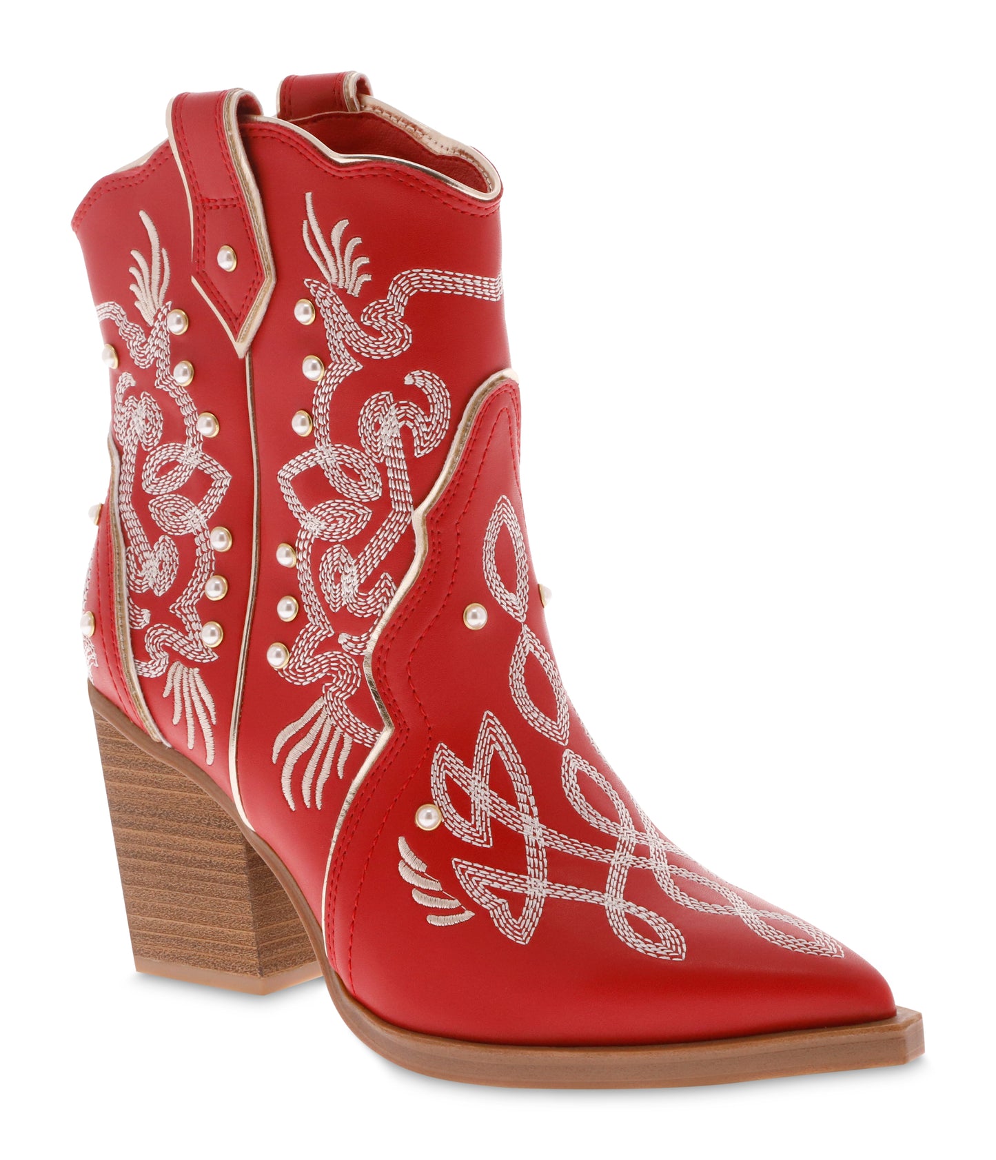 "Wendi" Pearl Cowboy Boots - Red