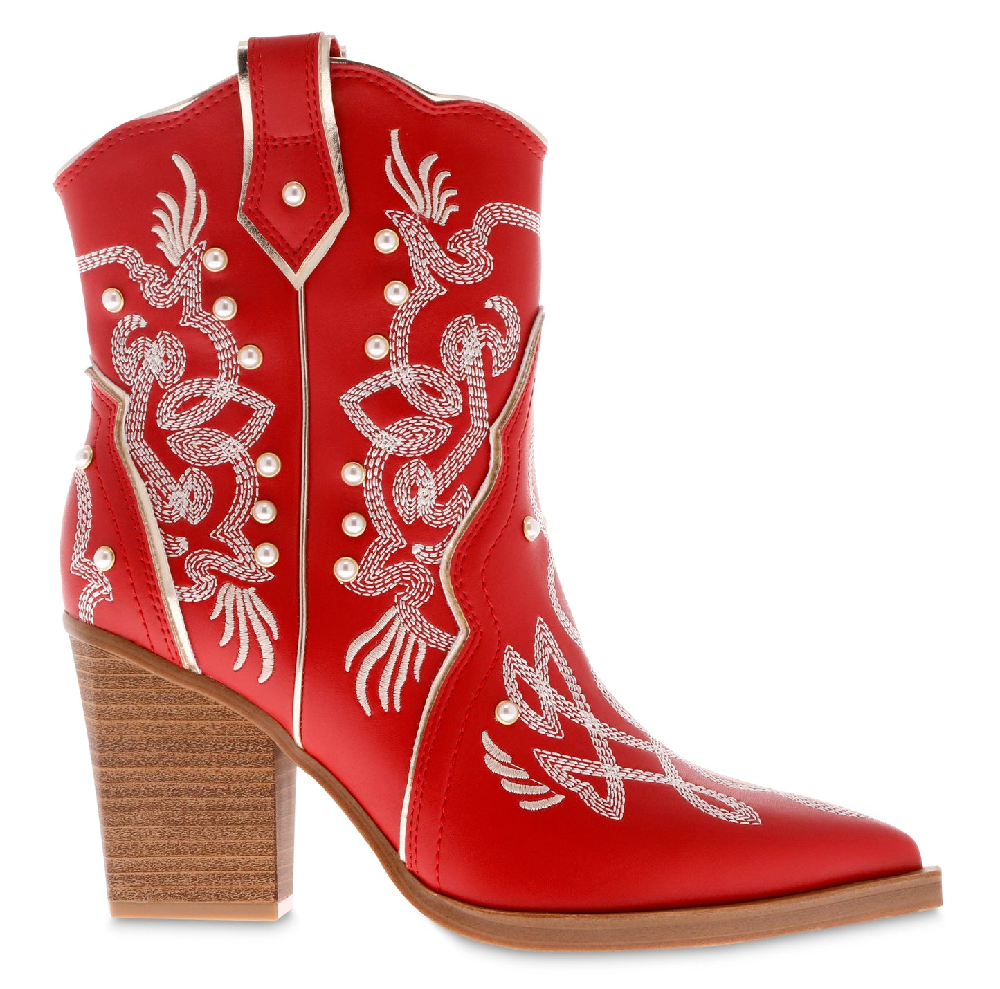 "Wendi" Pearl Cowboy Boots - Red