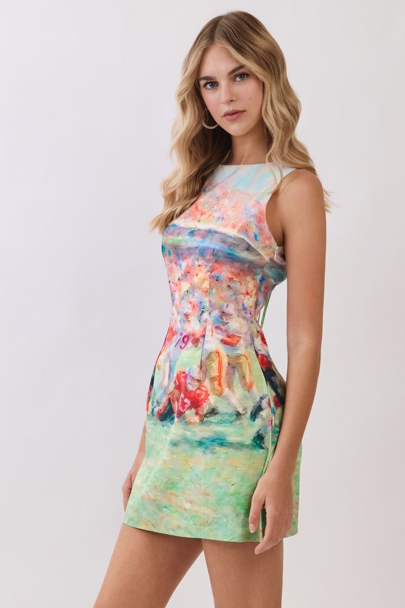 Gameday multi abstract mini dress - side view