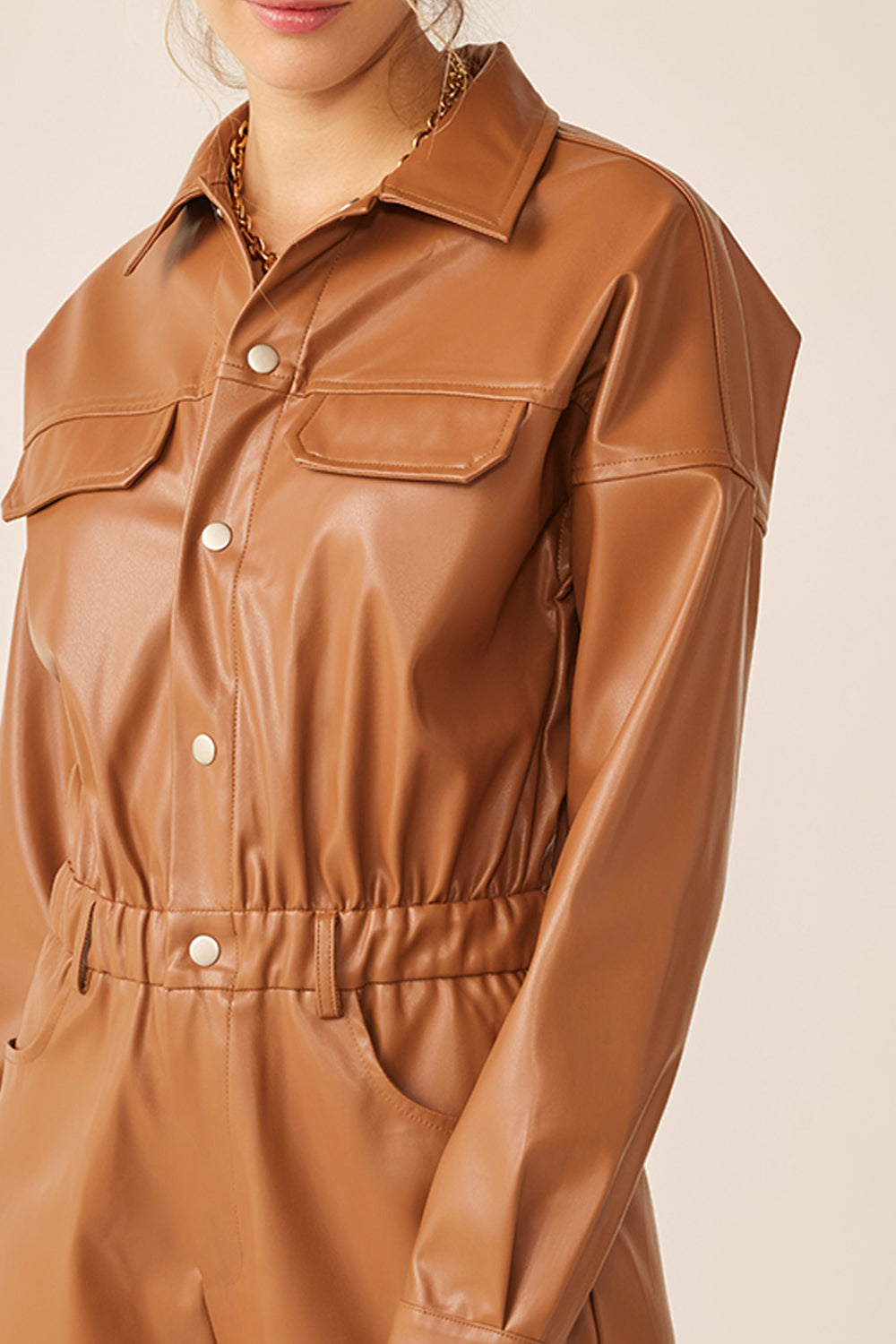 "Rodeo" Leather Romper Caramel Cafe