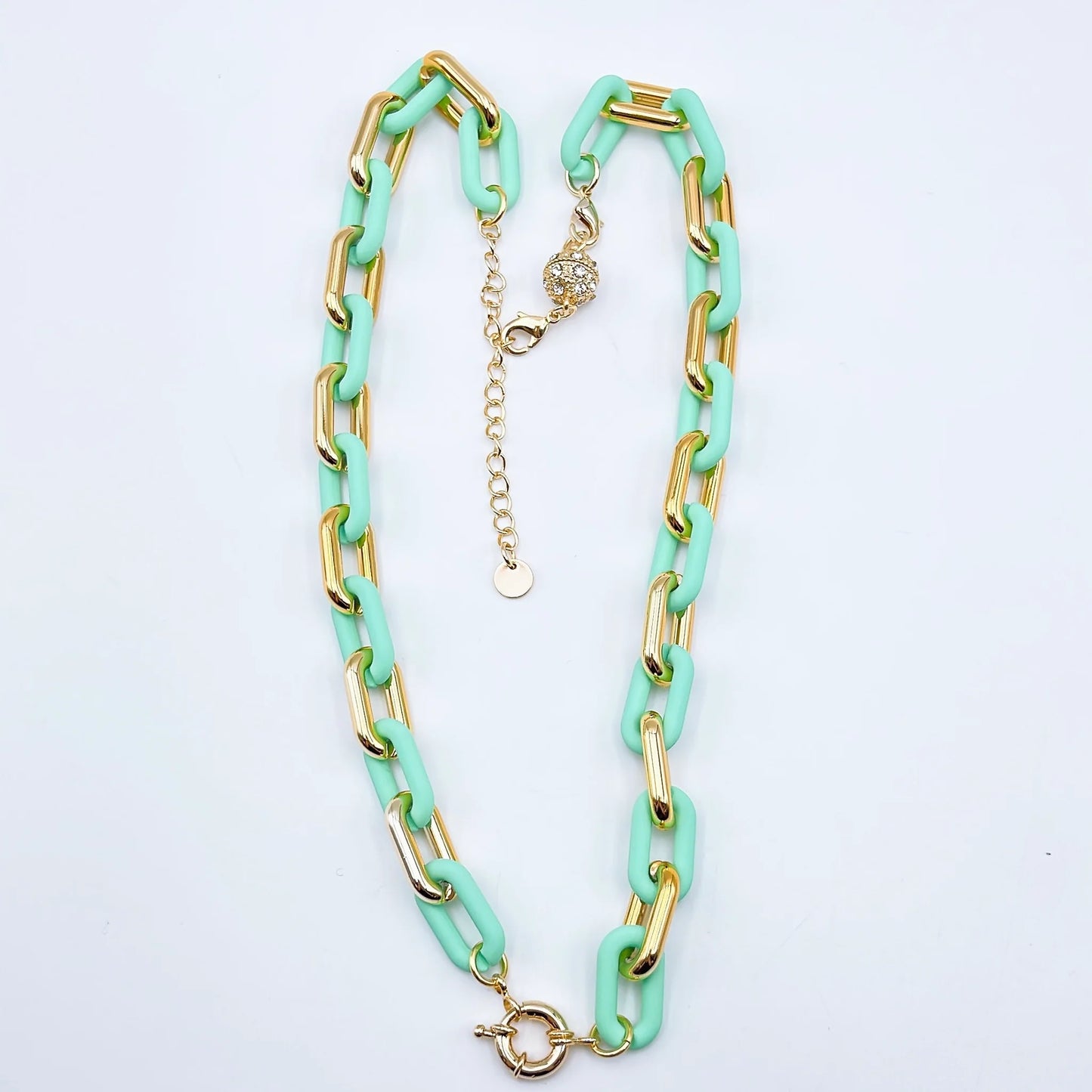 Chunky Chain Necklace Foam Green