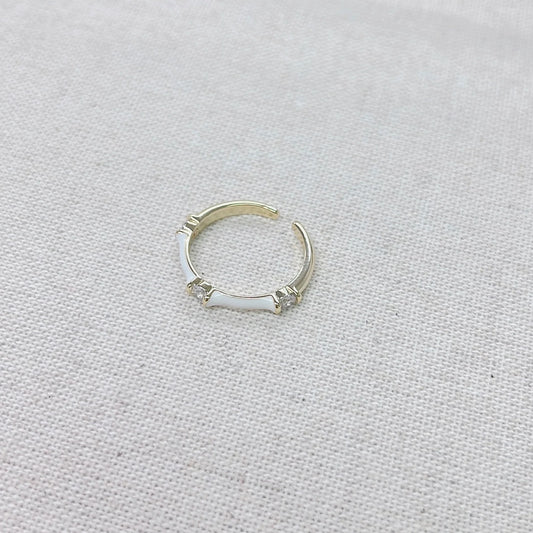 Bamboo Ring - White & Gold