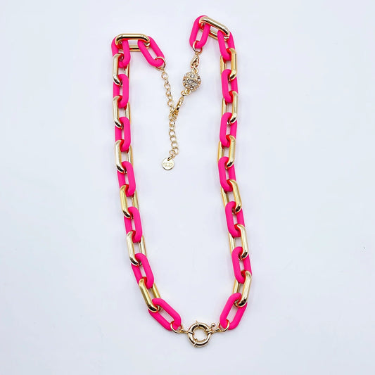 Chunky Chain Necklace Hot Pink