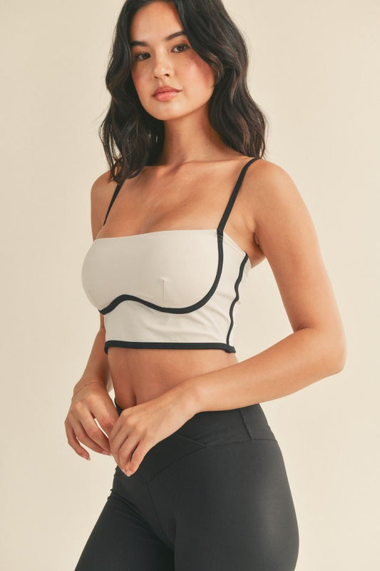 Sculpting Bra Tank - Cream.  Side close view.